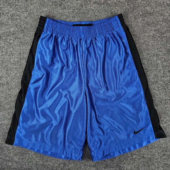 Nike Basketball Dazzle Shorts Men M Shiny Silky Blue/Black Athletic Gym Textured - Picture 1 of 8